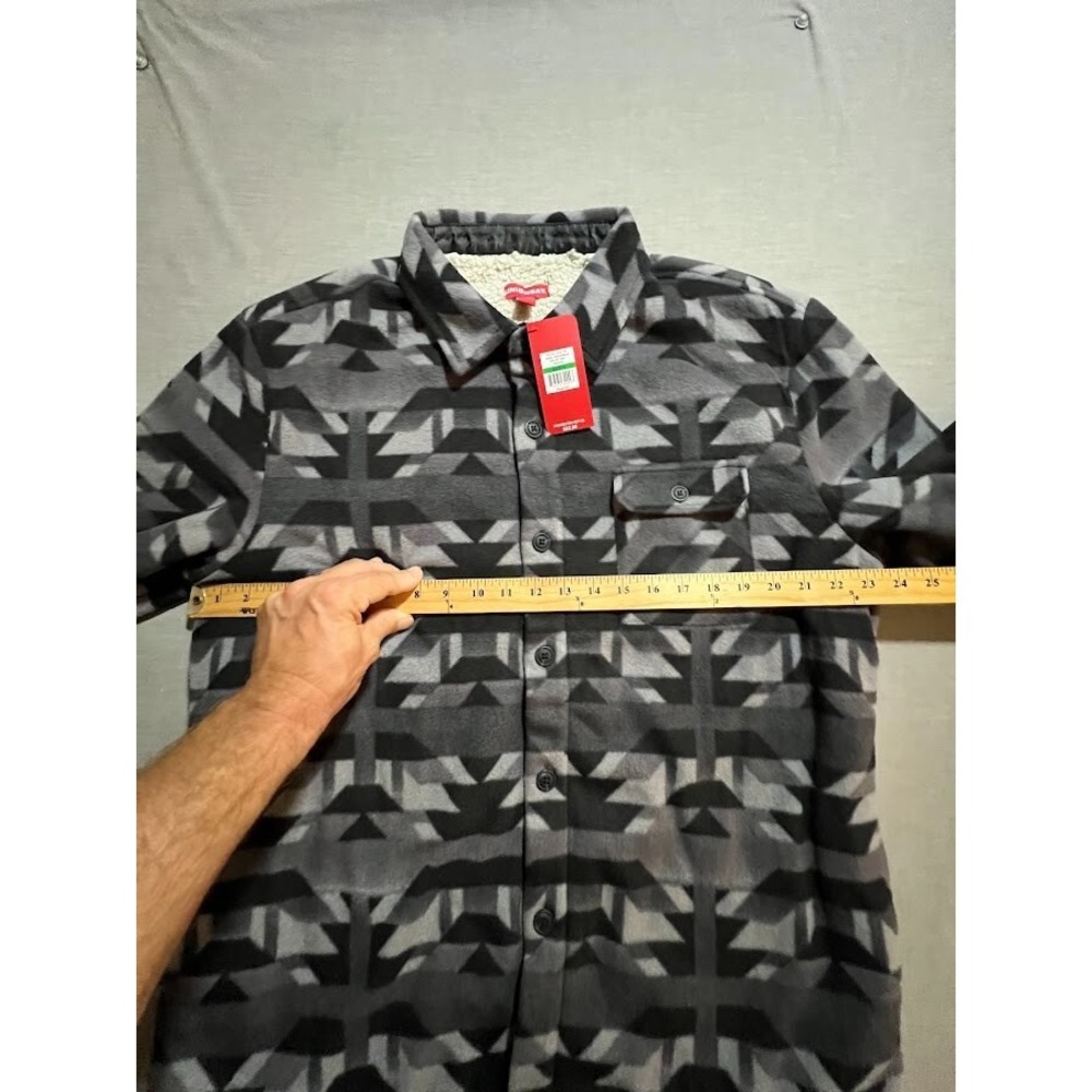 Unionbay Aztec Button Up Shacket  Adult Large Gray Sherpa Lined Long Sleeve Mens - Picture 8 of 12
